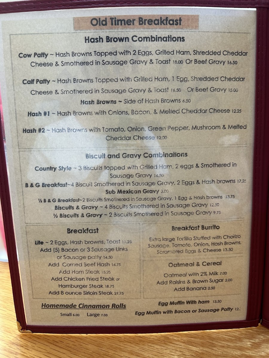 Old Timer Cafe Menu - Image 2