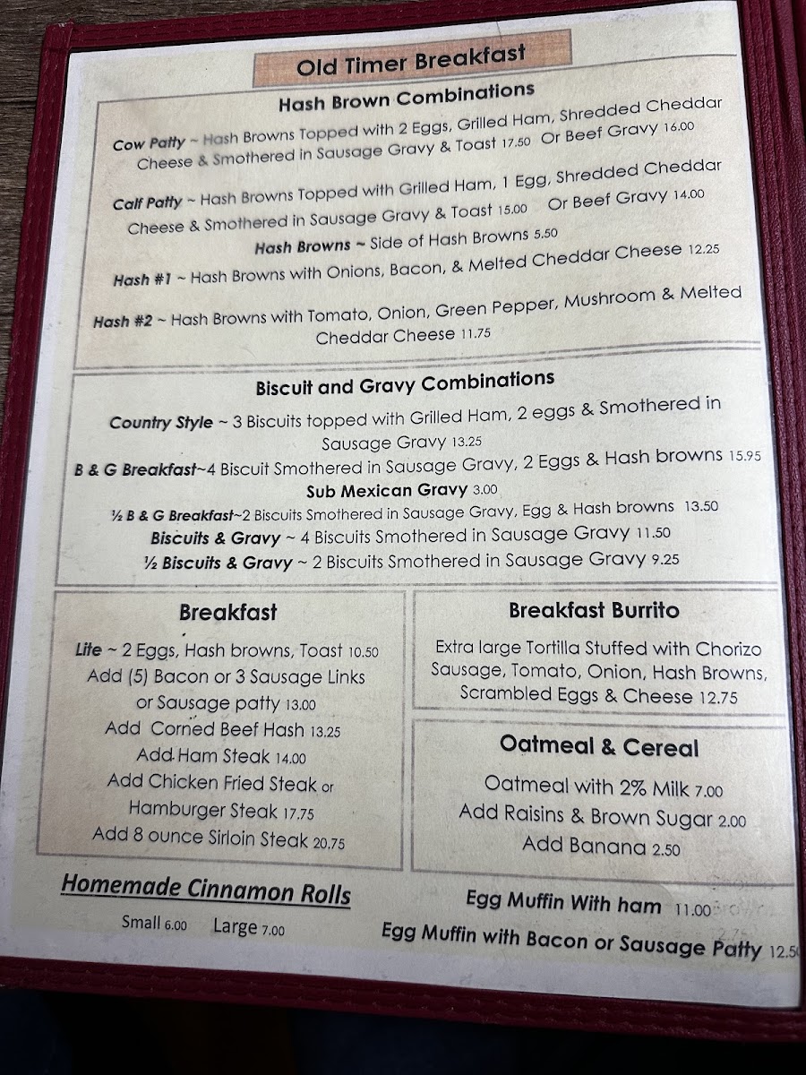 Old Timer Cafe Menu - Image 5